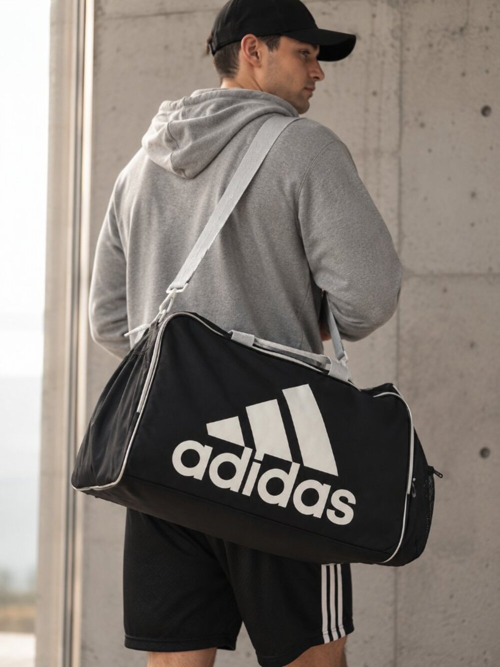 Adidas Team Issue Duffel Bag Black White Sports Gym Travel